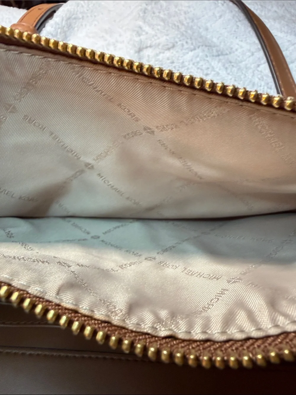 Michael Kors Tan Studded Nylon Crossbody with Gold Studs